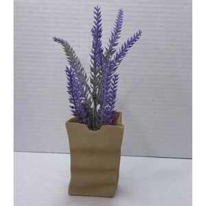 Porcelain Brown‎ Paper Bag Bud Vase 3.75" Princeton Gallery Vintage 1991